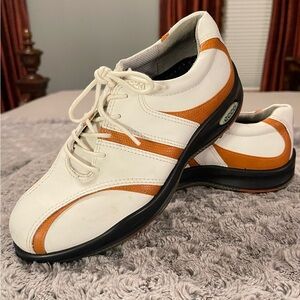 Ecco Golf White and Orange Athletic Shoes